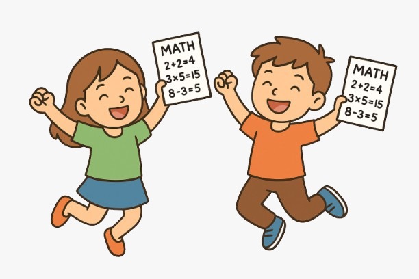 Kids happy after learning maths
